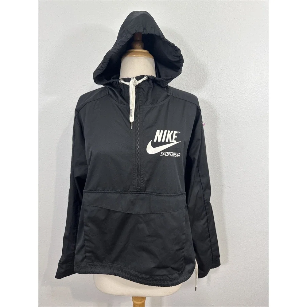 Nike‎ Track Jacket Womens L Black Archive Sportswear Cropped Logo Athleisure